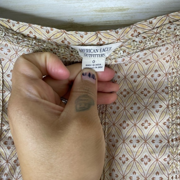 Y2K American Eagle Brown Tan Pleated Ruffle Tiered Mini Skirt - Picture 5 of 6